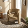 thumbnail image 2 of AFO Modern Upholstered Dining Chair, Cute Barrel Side Armchair with Round Back for Living Room Dining Room Bedroom, Khaki, 2 of 7