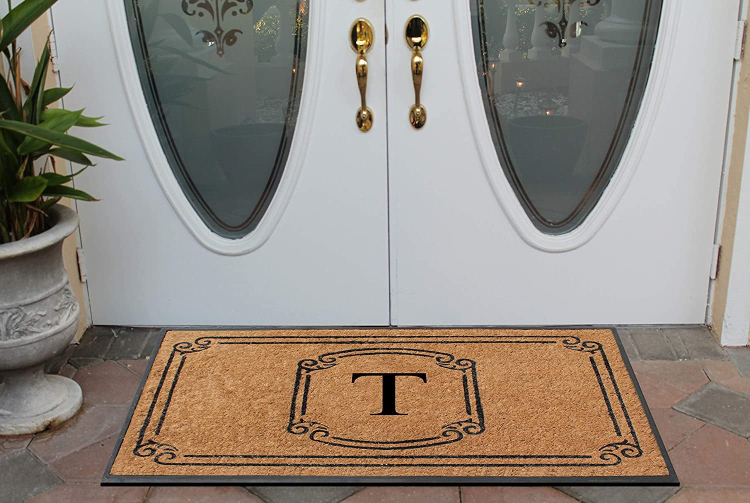 A1 Home Collections Rubber and Coir Molded Door Mat 30x48 Inch Designer Hand-Crafted ,Personalized ,Double/Single Door Mat