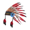 thumbnail image 4 of Tocado indio nativo americano ajustable para fiestas temáticas, para hombres y mujeres Rojo, 4 of 8