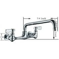 thumbnail image 3 of 2-Handle Wall Mount Kitchen Faucet With 12 Inch Swivel Spout 8" Center In Polished Chrome, 3 of 11