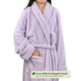 thumbnail image 3 of PAVILIA Premium Womens Plush Soft Robe Fluffy, Warm, Fleece Sherpa Shaggy Bathrobe (S/M, Lavender), 3 of 7