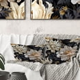 thumbnail image 3 of Designart "Floral Elegance in Golden Beige and Black" Glam Printed Throw Pillow, 3 of 5