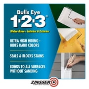 White , Zinsser Flat Bulls Eye 1-2-3 Interior/Exterior Multi-purpose Water-based Primer- Gallon, 1 Pack