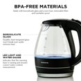 thumbnail image 6 of Ovente Electric Hot Water Portable Glass Kettle with Filter 1.5 Liter Stainless Steel Base Countertop Teapot & Auto Shutoff BPA-Free Fast Heating, Boil Dry Protection, Brew Coffee & Tea, Black KG83B, 6 of 8