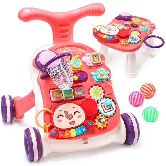 2-in-1 Baby Walker & Activity Center - Sit-to-Stand Learning Toy with Adjustable Speed, Early Educational Walking Gift for Infants 12 Months