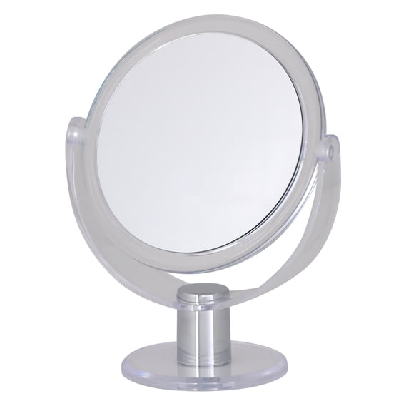 XIBUFE Dual Sided 10X Magnification Freestanding Rubberized Vanity Mirror in Clear Mirror with Stand