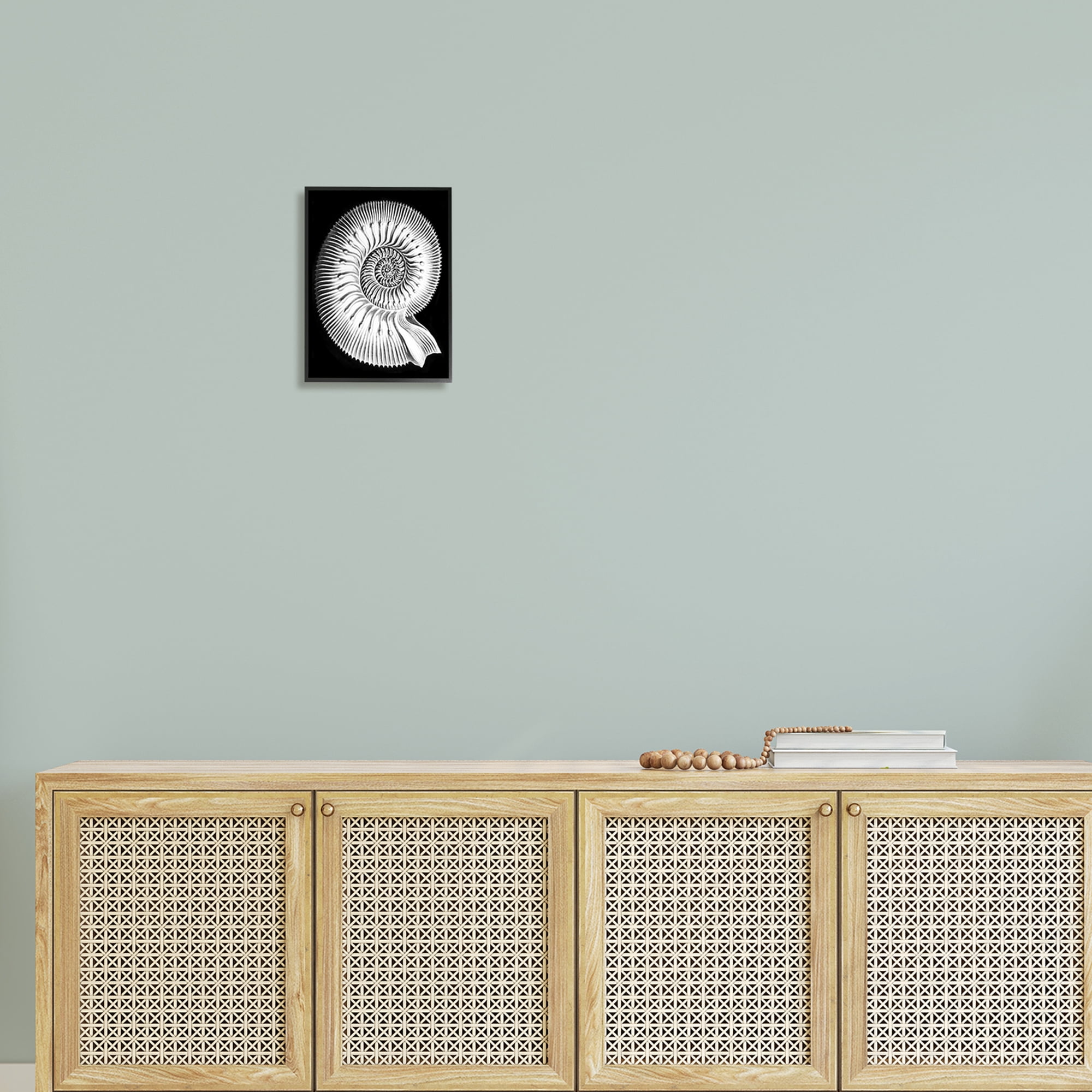 Stupell Industries Spiral Sea Life Beach Shell Modern Fractal Graphic Art Black Framed Art Print Wall Art, Design by Graffitee Studios