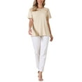 thumbnail image 2 of Summer Tops for Women 2026 Short Sleeve Shirts V Neck Dressy Casual Tunic Tops M Apricot, 2 of 6