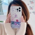 thumbnail image 6 of Compatible with iPhone 15 Pro Glitter Case Bling Sparkle Luxury Liquid Floating Quicksand Case Women Girls Slim Soft TPU Cute Flower Protective Transparent Cover,Butterfly, 6 of 12