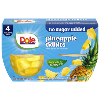 Del Monte Pineapple Tidbits in 100% Juice Fruit Cup Snacks 4 oz