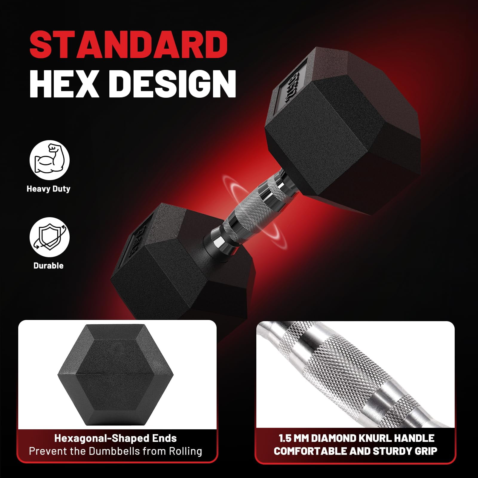 ROALW Hex Dumbbell 440 lb Set with Rack, Rubber Encased Free Weight with Weight Storage Racks, Multiple Weight Options for Home Gym and Fitness