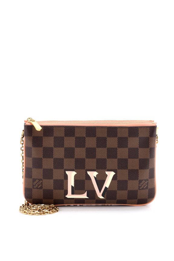 Pre-Owned Double Zip Pochette Damier By Rebag