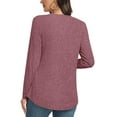 thumbnail image 4 of JuneFish Womens Fall Long Sleeve Tunic Tops Notch V Neck Shirt Casual Pleated Basic Pullover, 4 of 5