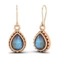 thumbnail image 2 of 7x5mm Pear Labradorite 925 Sterling Silver Rose Vermeil Wire Hook Teardrop Mother's Day Gift Earrings, 2 of 4