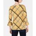 thumbnail image 2 of Charter Club Women's Plaid Bell Sleeve Top Yellow Size Petite Extra Large, 2 of 4