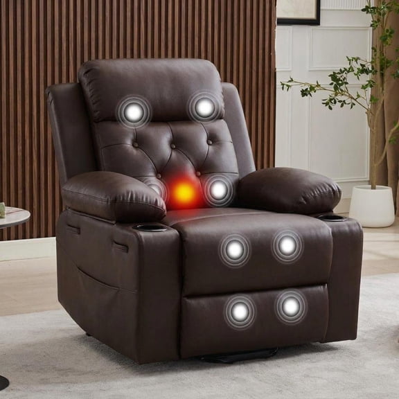 Oversized Power Lift Recliner Chair for Seniors, Electric Lift Assist with Vibration Massage & Lumbar Heat – PU Leather, Dual Cup Holders & Side Pockets