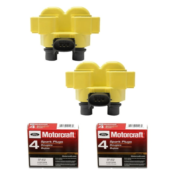 Set of 2 ISA Heavy Duty Ignition Coils and 8 Motorcraft Spark Plugs Compatible with1992-1997 Ford Crown Victoria 4.6L V8 -cc 281ci Replacement for FD487