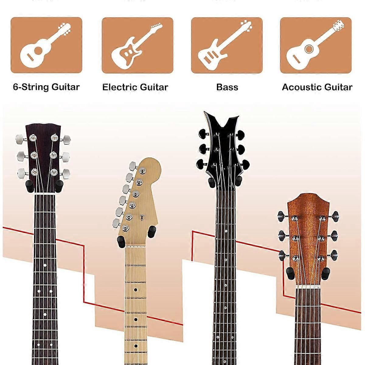 4PCS Guitar Wall Mount, Guitar Hook, Walnut U-Shaped Guitar Hanger Wall Mount Stand for Acoustic, E