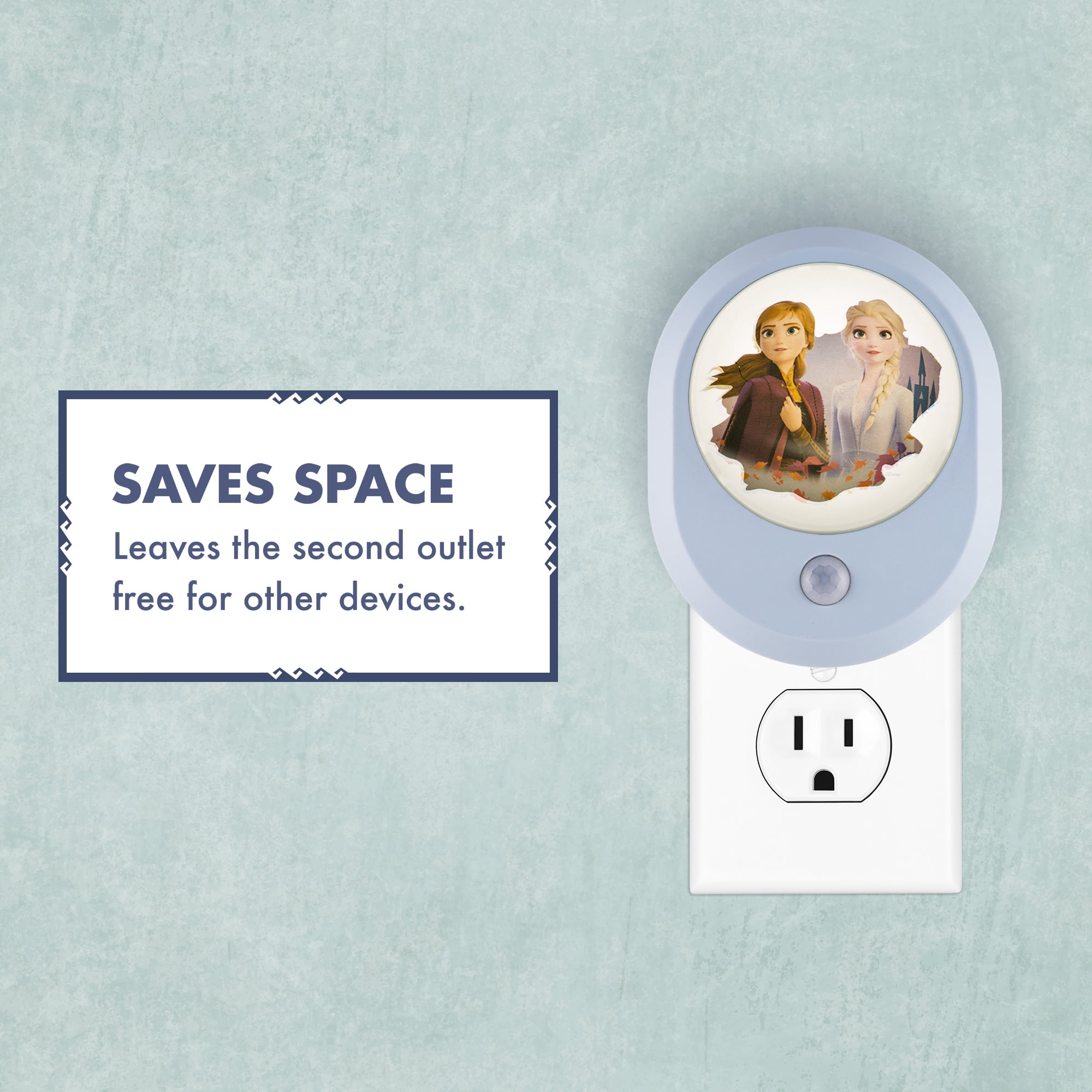 Disney Frozen 2 MySelect LED Night Light, Dusk to Dawn or Motion Sensor, Anna and Elsa, 44473