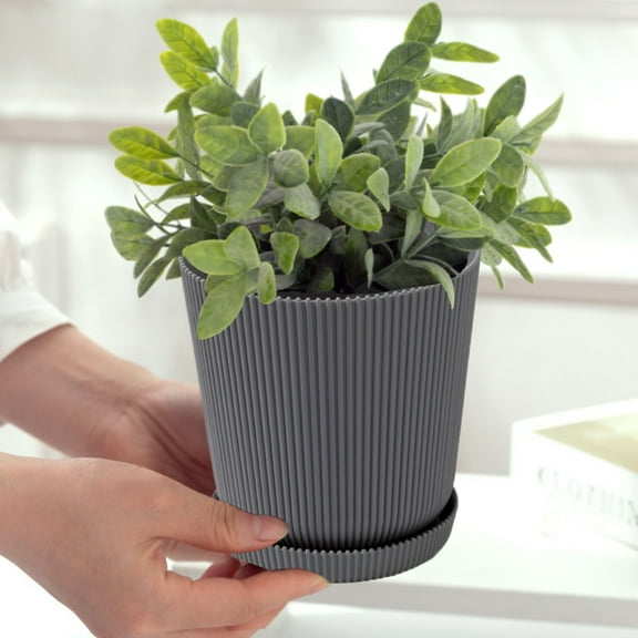 Green Plastic Flower Pots with Drainage Base - Balcony Vegetable Garden Planters, Small Bonsai Containers, Home Green Plant Pots, Durable Flower Pots for Indoor and Outdoor Use