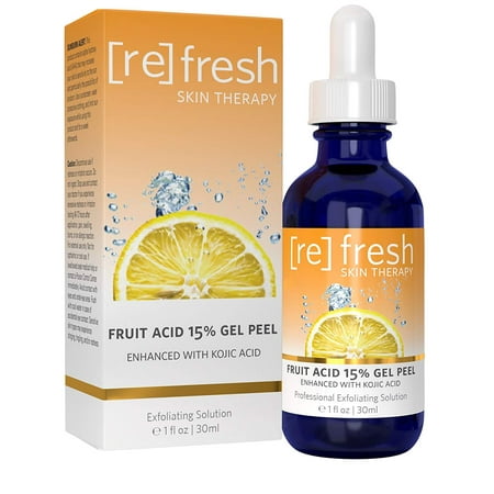 Fruit Acid Chemical Peel with Kojic Acid 15% - Lactic Acid, Glycolic Acid Natural Facial Gel Peel , 1 ounce, INCREDIBLE ANTI AGING:This organic chemical.., By Refresh Skin