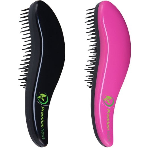 Detangling Hair Brush Set of 2, Best Detangler Comb, No Pain, Black