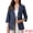 Navy Blue, variant on Women's Cotton Linen 3/4 Sleeve Lightweight Jacket Blazer XS Beige