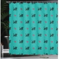 thumbnail image 4 of Ambesonne Teal Shower Curtain, Kittens Pink Hearts, 69"Wx84"L, Teal Pink Dark Blue, 4 of 5