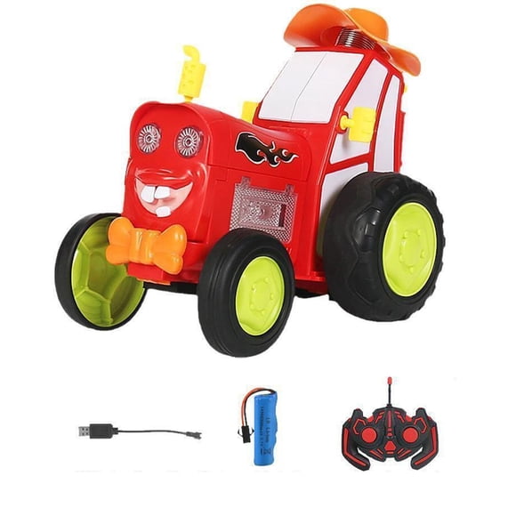 Tractor de control remoto Vogacara recargable ABS con luces y música coche de acrobacias Crazy Jumping Action Jump Fury rojo