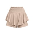 thumbnail image 5 of Karight Womens High Waisted Ruffle Skort Smocked Drawstring Layered Mini Skirt Casual Vacation Shorts, 5 of 5