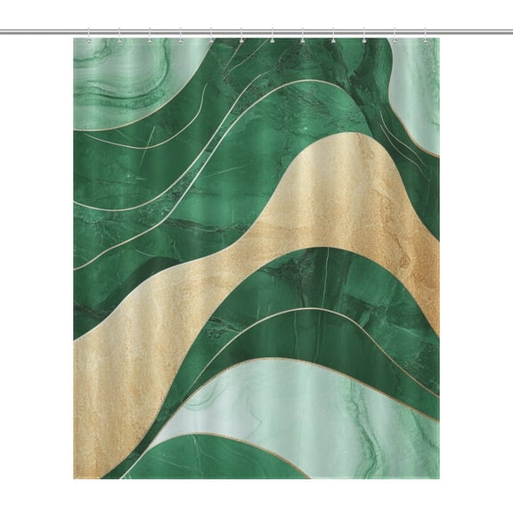 Colorful Marble Green Gilding (35) Shower Curtain Bathtub Decor Bathroom Fabric Waterproof Curtains Shower