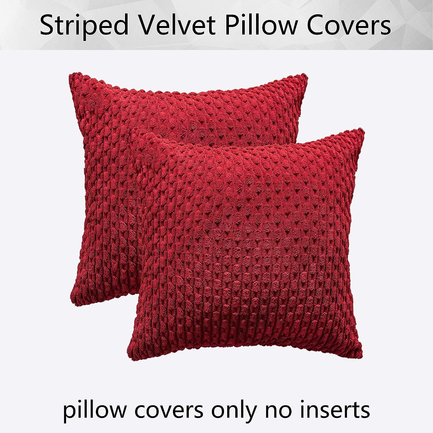 Holzlrgus Pack of 2 Corduroy Decorative Throw Pillow Covers 22x22 Inch Soft Boho Striped Pillow Covers Modern Farmhouse Home Decor for Spring Sofa Living Room Couch Bed Burgundy
