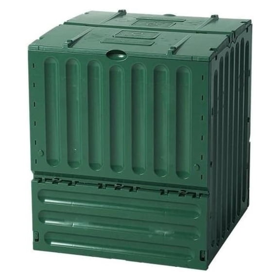 Exaco King Compost Bin, 110 Gallon Green, Outdoor Garden Waste Management System with Double Lid