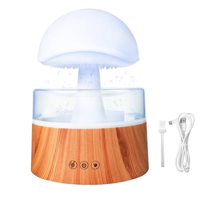 Riwcyla Rain Cloud Humidifier Water Drip 7 Color Night Light 400ml Cool Mist Aromatherapy Essential Oil Diffuser Mushroom Humidifier for Bedroom Desk