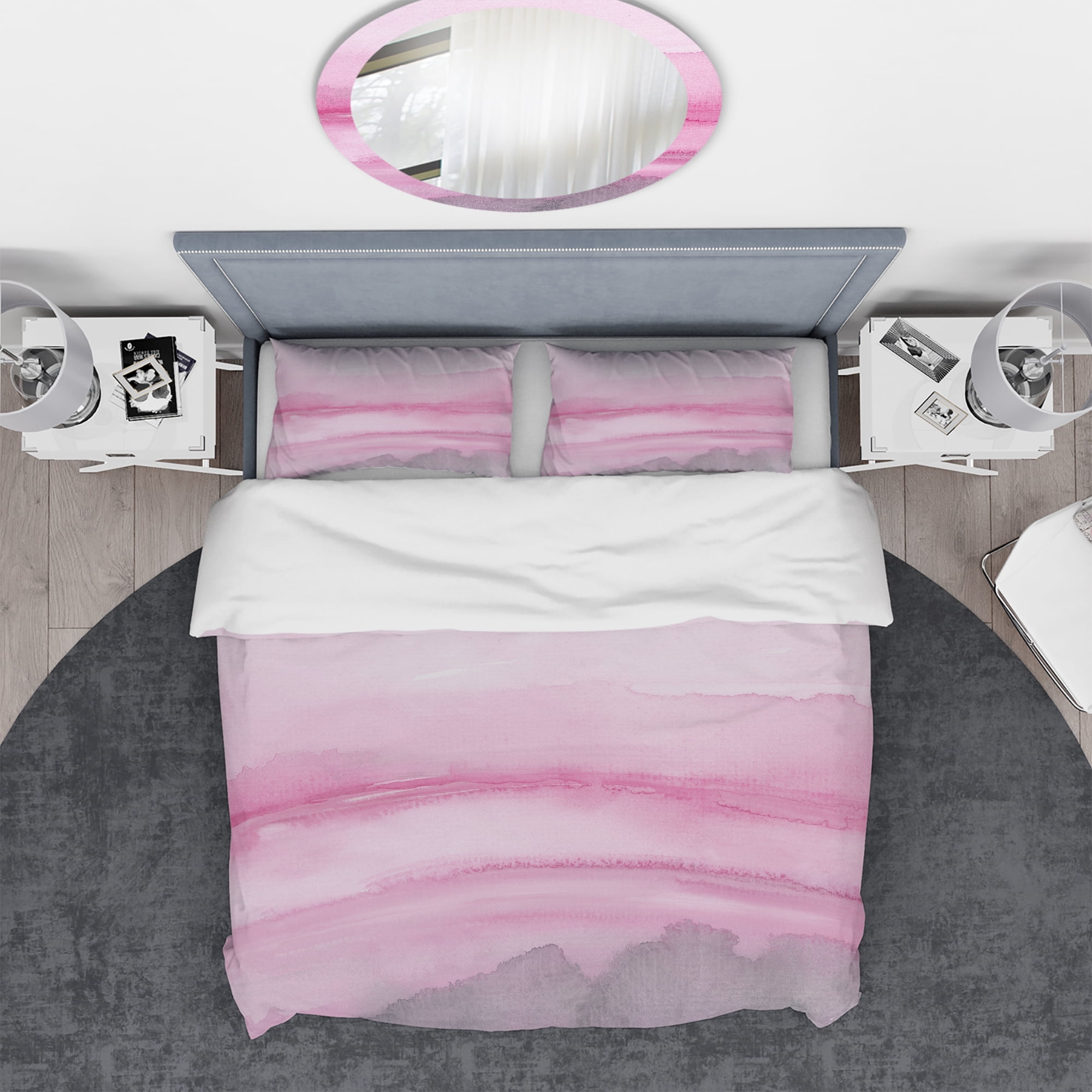 Designart 'Pink Abstract Watercolor' Geometric Duvet Cover Set