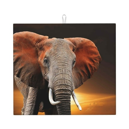 

Pofeuu Elephant Sunset in Kenya Print Ultra Water Absorbent Microfiber Dish Drying Mat Drying Mat for Kitchen Kitchen Counter Accessories