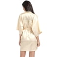 thumbnail image 4 of SELONE Bridesmaid Robes for Wedding Day Yellow Short Length Lightweight Solid 3/4 Sleeve Pajamas S, 4 of 5