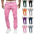 thumbnail image 4 of YOTMKGDO Slim Waist Full Trousers Men's Casual Solid Mid Pocket Length Fashion Pant Men's Pants, Pants for Men, Purple Sizes S-3XL, 4 of 10