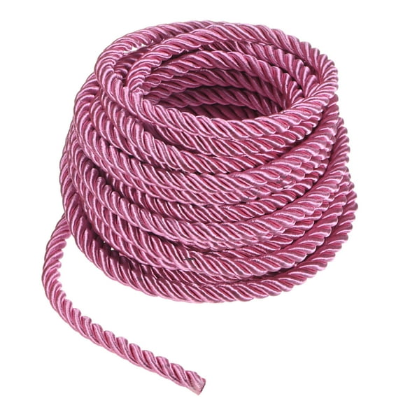 Uxcell 11 Yards Soft Twisted Rope Trim, 8 mm/0.31 in Dark Pink Polyester Twisted Silk Rope Cord for DIY Craft