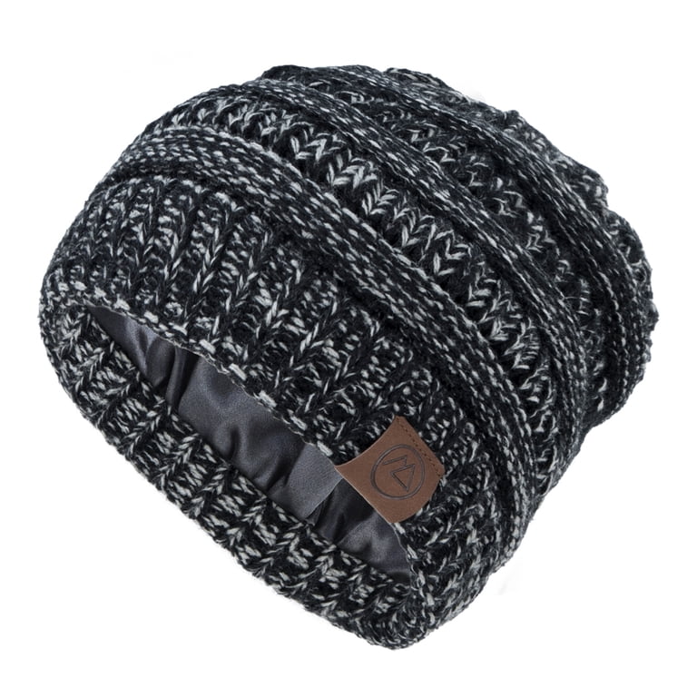 3 Pack Satin Lined Beanie, Warm Slouchy Winter Hats, Oversized Cable Knit Skull 3 Pack Satin Lined Beanie for Women, Warm Slouchy Winter  main image 3