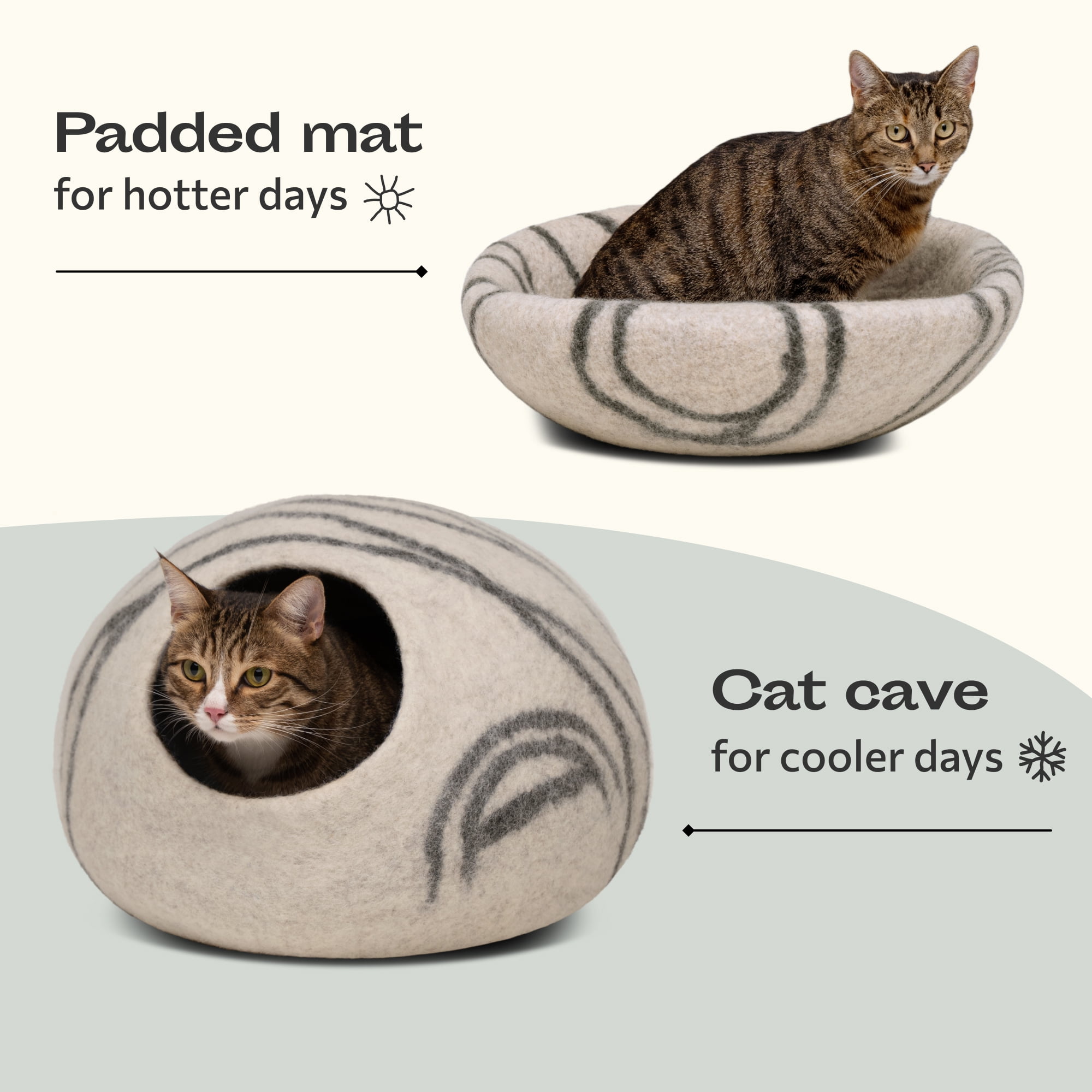 Meowfia Cat Cave for Medium Cats, Light Grey
