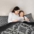 thumbnail image 4 of jejeloiu Bold Damask Queen Comforter Set,Retro Print Comforter Sets Queen For Adults,Black Gray,Black Reversible,3-Piece,1 Comforter and 2 Pillowcases, 4 of 7
