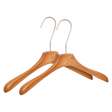 Unique Bargains 2Pcs Wood Space Saving Storage Pants Shirts Hanger Brown-Flat
