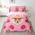 thumbnail image 2 of Feelyou Kawaii Fox Animal Bedding Comforter Set 7pcs, Fashion Red Rose Floral King Bedding Sets, Teens Kids Boys Girls Reversible Bed Sheets, Ultra Soft Bedroom Decor, 2 of 8