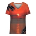 thumbnail image 4 of ZQGJB Hawaiian Shirts for Women Trendy Summer Tropical Palm Tree Graphic Short Sleeev Casual V Neck Tee Shirt Top Loose Baggy Tshirt Blouse Z03-Orange XXL, 4 of 5