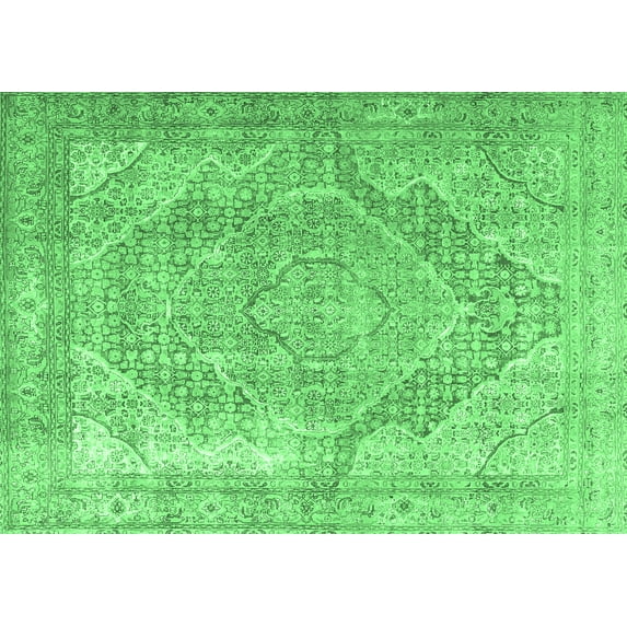 Ahgly Company Indoor Rectangle Medallion Emerald Green Traditional Area Rugs, 5' x 8'