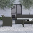 thumbnail image 3 of Merrick Lane 4 Piece Dark Gray Faux Rattan Patio Furniture Set with 2 Chairs and Sofa with Removable Light Gray Cushions and Table, 3 of 4