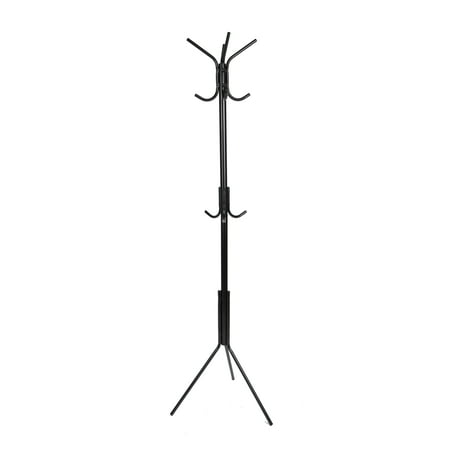 Mind Reader Standing Metal Coat Rack 11 Hook for Jacket, Purse, Scarf Rack, Umbrella Tree Stand, Lightweight, Black