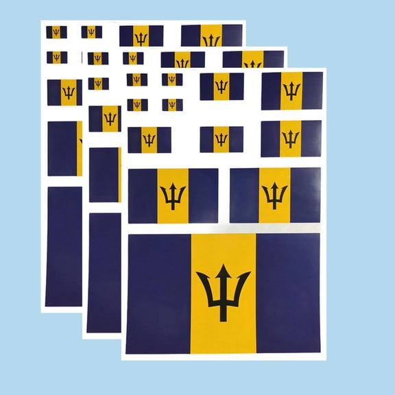 Ruoming Ruoming 3 PCS National Flag Stickers, Multiple Sizes, Self-Adhesive Decals for Cars, Phones, Bags（Barbados）