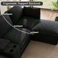 thumbnail image 6 of Wiilayok 145" U Shaped Cloud Couch Modular Sectional Sofa for Living Room,Modern Chenille Deep Seat Modular Couch with two Movable Ottoman,Central Console w/ Dual USB Ports,Cup Holder,Black, 6 of 8